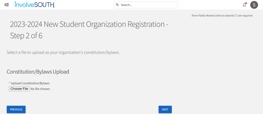 A student organization registration portal: constitution and by-laws